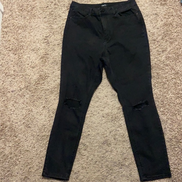Black distressed high-rise jeans - Picture 1 of 3